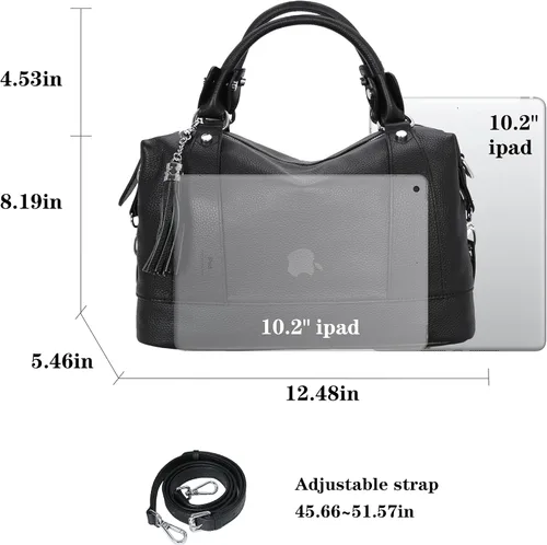 Vista 16 de Heshe - Bolsa de hombro de piel para mujer, con asa superior, bolsa cruzada