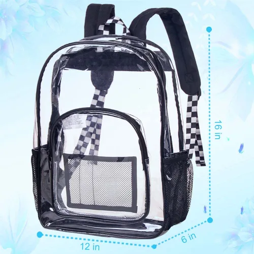 Vista 5 de Mochila escolar transparente y resistente de cloruro de polivinilo, para mujeres y hombres, talla única