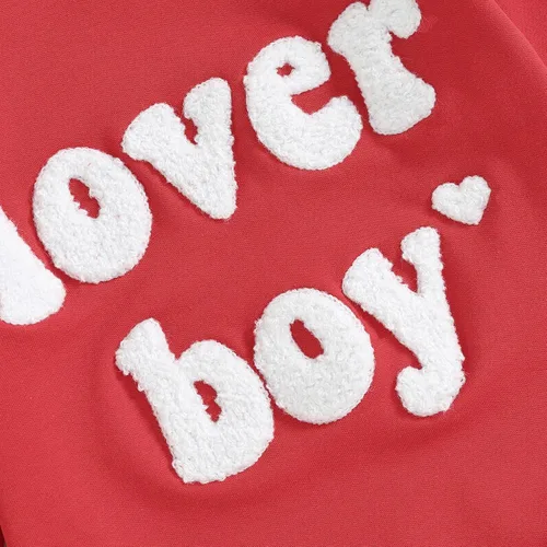 Vista 28 de SOLILOQUY Traje de manga larga con cuello redondo para el primer día de San Valentín para bebé niño y niña, mameluco de corazón de amor