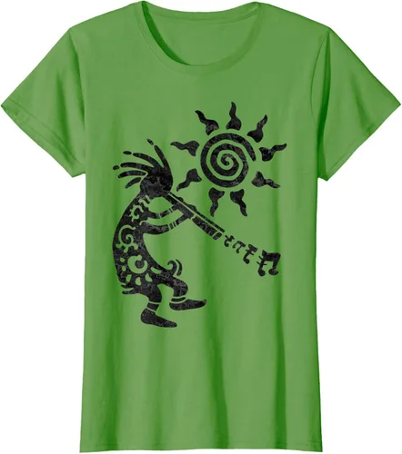 Vista 4 de Native American Kokopelli Musican With Flute 2 - Camiseta divertida para fanáticos, Blanco, S