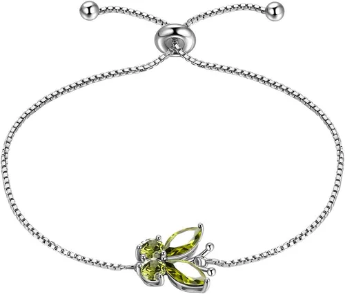 Vista 14 de Aurora Tears Pulsera de piedra natal de mariposa – Pulsera de plata de ley 925 para mujer, regalo de cumpleaños para mujer A. Enero