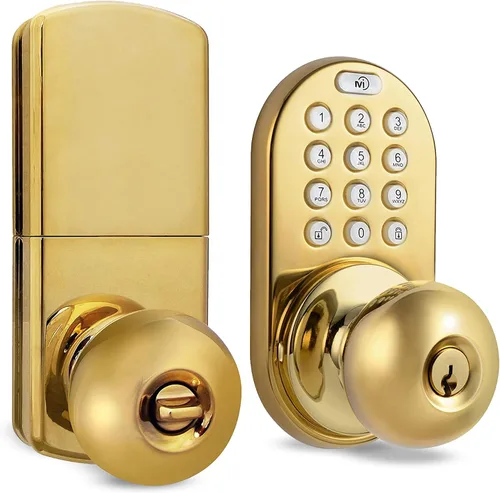 Vista 9 de MiLocks TKK-02OB: cerradura digital para puerta con teclado electrónico, bronce aceitado, teclado con función de bloqueo Bronce frotado con aceite