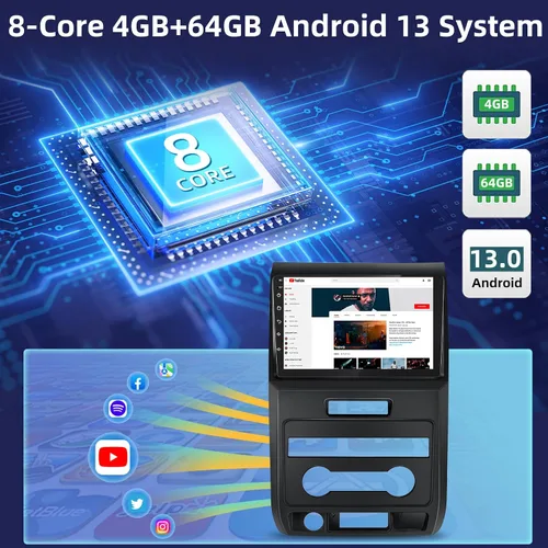 Vista 3 de [4G+64G] Radio de coche de 8 núcleos para Ford F150 2009 2010 2011 2012 - Android 13 pantalla táctil F-150 estéreo, DSP 32 EQ/IPS/Carplay/Android