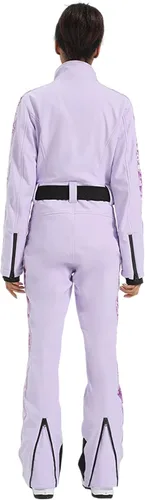 Vista 35 de GSOU SNOW Traje de esquí para mujer, traje de nieve delgado de una pieza, chaqueta de nieve, impermeable, resistente al viento, deportes al aire