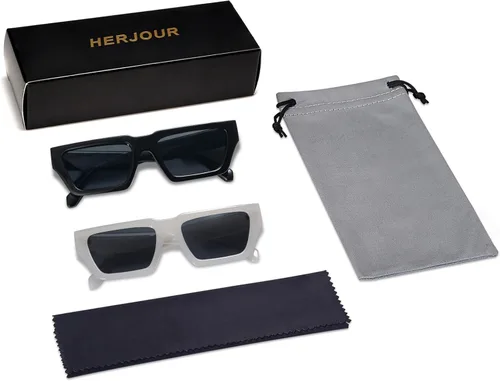 Vista 5 de Allarallvr Gafas de sol cuadradas retro para mujeres y hombres, montura rectangular, gafas de sol unisex AR82108