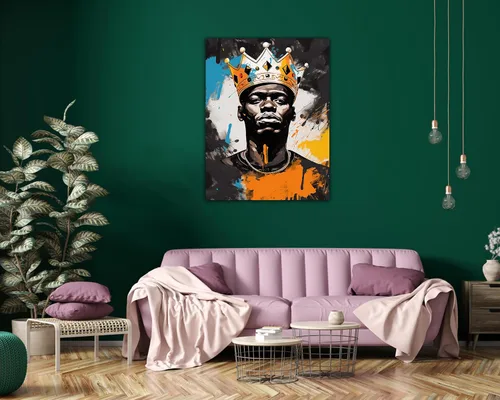 Vista 128 de Arte de pared afroamericano, decoración de rey y reina bailarín negro para sala de estar, arte de pareja de amor negro para dormitorio, lienzo