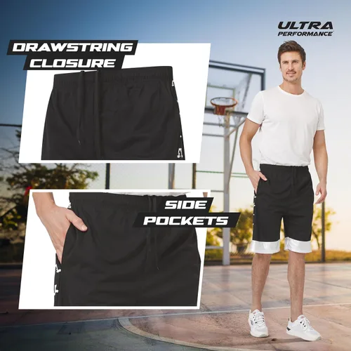 Vista 3 de Ultra Performance Paquete de 5 pantalones cortos para hombre, pantalones cortos atléticos de gimnasio, pantalones cortos de baloncesto para hombres