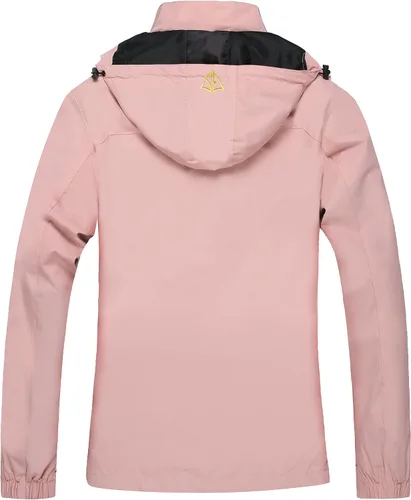 Vista 5 de GIISAM Chaqueta impermeable para mujer, ligera, resistente al viento, con cremallera completa, rompevientos con capucha