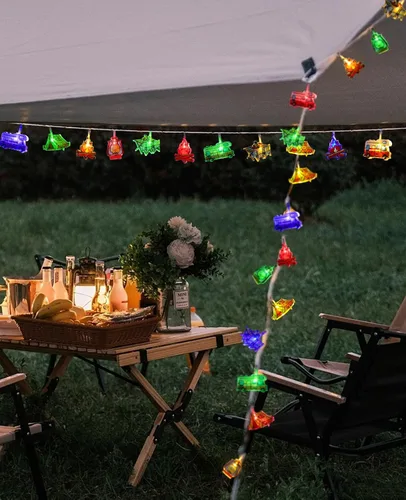 Vista 6 de AceList Guirnalda de 50 luces LED para campamento, funciona con pilas y USB, mini queroseno impermeable para exteriores, perfecta para decoraciones