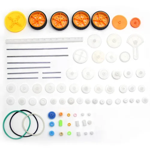Vista 13 de Fielect Kit de engranajes de plástico 43pcs con accesorios surtidos para robot motor DC 43 piezas