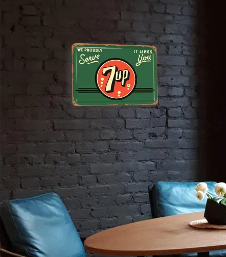 Vista 4 de Old 7up Sign 6 - Cartel de metal retro para el hogar, cocina, bar, cafetería, 12 x 8 pulgadas