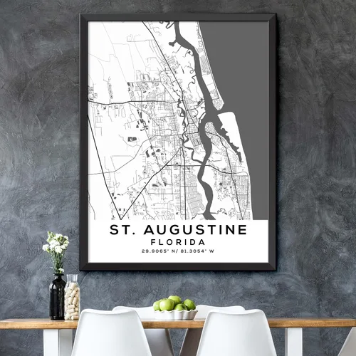 Vista 5 de Mapa de San Agustín, Florida, Luz 2 (8x10)