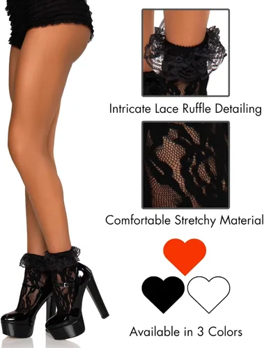 Vista 12 de Leg Avenue Women's Ruffle Cuff Lace Anklet Socks