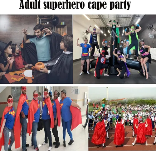 Vista 7 de MAKLULU Adult Superhero Capes and Masks - Superhero Party Capes Men & Women Party Dress Up-4 Packs