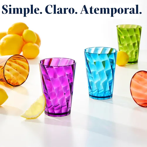 Vista 6 de Vasos US Acrylic Optix Mini, de plástico, reutilizables, aptos para lavavajillas (juego de 8) Tazas de jugo de 8oz en colores de tono de joya