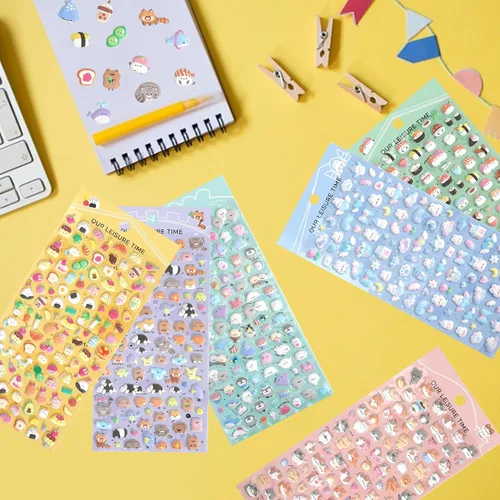 Vista 4 de SHANGRLA Más de 600 mini calcomanías hinchadas – Lindas calcomanías pequeñas Kawaii 3D para niños, niñas, adultos – Micro adhesivo japonés