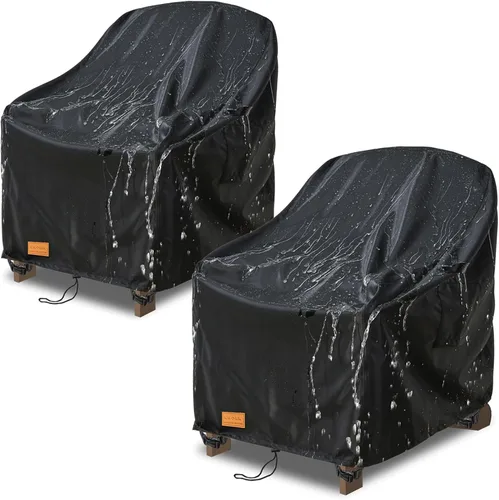 Vista 20 de Juego de fundas para muebles de patio de 3 piezas, 2 fundas para sillas de patio de 33 pulgadas y 1 funda de sofá de 3 plazas de 79 pulgadas