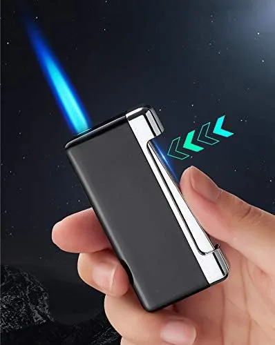 Vista 3 de Encendedor de cigarrillos con llama de chorro, encendedor de cigarrillos conmutable con esfera de llama ajustable, butano recargable