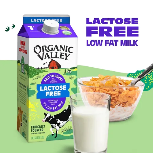 Vista 3 de Organic Valley Leche orgánica ultra pasteurizada baja en grasa 1% sin lactosa, 64 onzas líquidas