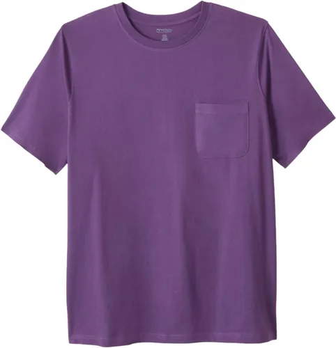 Vista 20 de KingSize Big & Tall Shrink-Less - Camiseta ligera, con cuello redondo, con bolsillo para hombre Gris Caliente Carbón