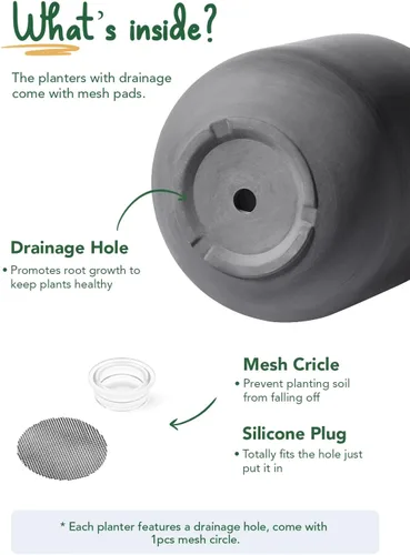 Vista 4 de LE TAUCI Maceta para plantas de 10 pulgadas, macetas de cerámica para plantas con orificio de drenaje y tapón de goma, macetas para plantas