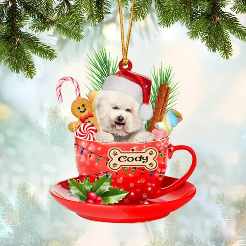 Vista 13 de NAZENTI Adorno personalizado de Alaskan Malamute en taza roja, adorno de Navidad personalizado para perros amantes de las mascotas, colgante