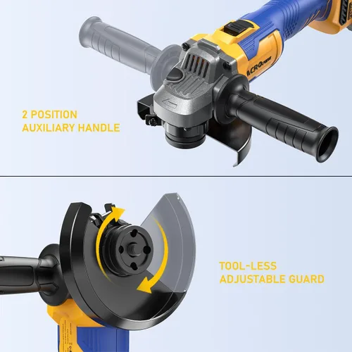 Vista 3 de ACROPOW Amoladora angular inalámbrica de 4-1/2", compatible con batería Dewalt 20V Max (batería no incluida) Motor sin escobillas para molienda
