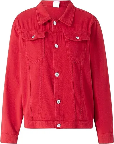 Vista 5 de Chvity Chaquetas de mezclilla para mujer, estilo casual, de manga larga, con botones, con bolsillos