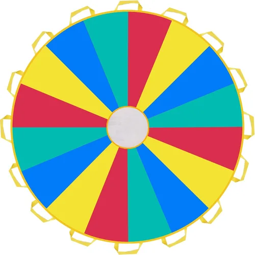 Vista 9 de Paracaídas con asas de 6 pies, 8 pies, 10 pies, 12 pies, 16 pies, 20 pies, juegos de paracaídas para juegos de equipo al aire libre, también se