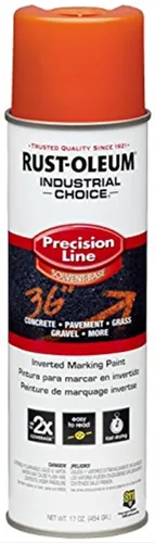 Vista 35 de Rust-Oleum 203035-12PK Pintura en aerosol invertida industrial a base de agua, 17 onzas, naranja alerta APWA, paquete de 12 unidades APWA Alerta