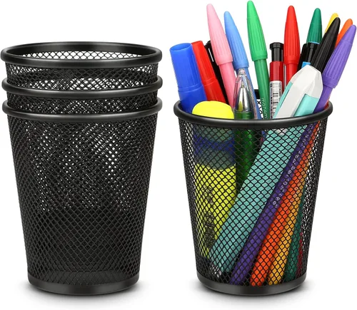 Vista 6 de Smgmg Soporte para bolígrafo para escritorio, soporte para lápices para escritorio, paquete de 4 vasos para bolígrafos, organizador de bolígrafos