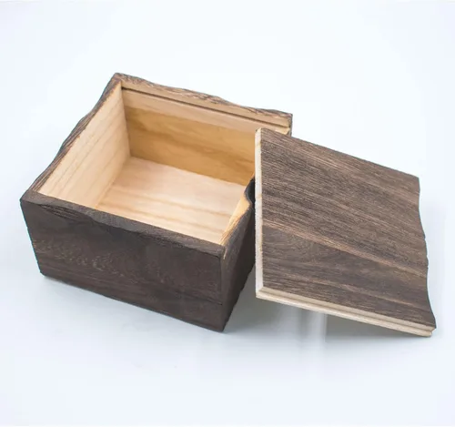 Vista 2 de Pequeñas cajas de madera deslizantes, organizador de almacenamiento pequeño, caja de manualidades con tapa deslizante, caja de joyería cuadrada