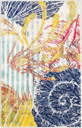 Vista 3 de Unique Loom Ariel Collection - Alfombra de área con caballito de mar (2 pies x 3 pies 1 pulgada, rectangular, multicolor, marfil)