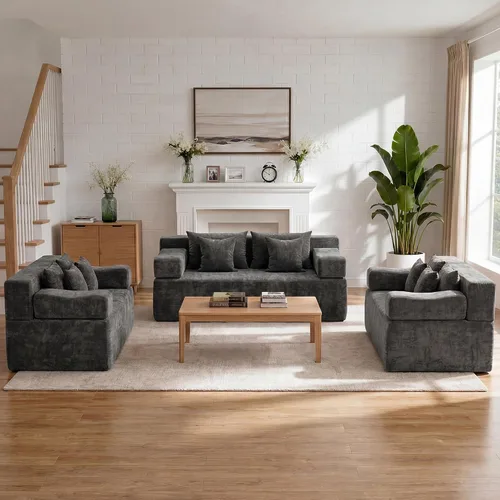 Vista 13 de MONVANE - Sofá biplaza de 75 pulgadas, cómodo sofá modular de felpilla con 4 almohadas, moderno sofá sin hueso, sofá de 2 plazas para sala de estar