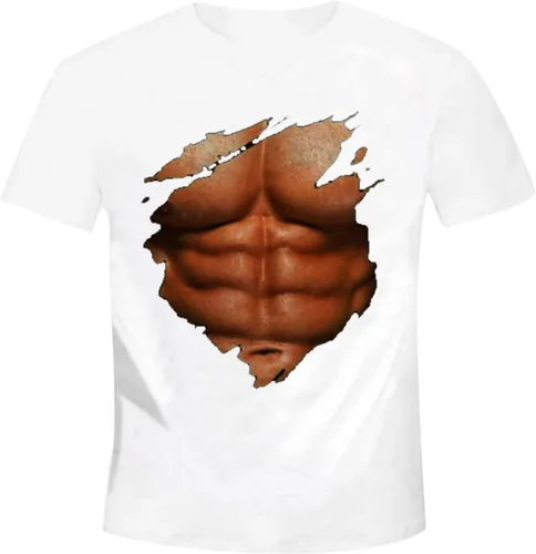 Vista 4 de Camiseta con estampado muscular unisex para hombre, camiseta de vacaciones grosera para fiesta de soltero, vestido de lujo 3D ofensivo, camiseta