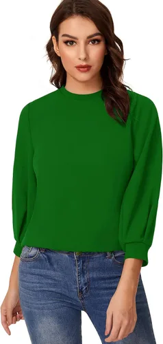 Vista 3 de SheIn - Blusa informal de oficina de manga larga de 34 para mujer