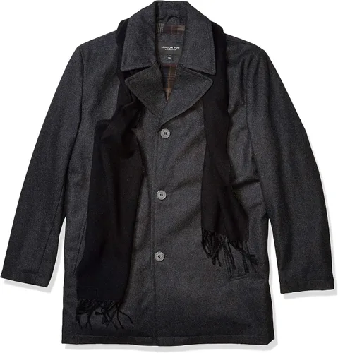 Vista 3 de LONDON FOG Amity - Abrigo de automóvil de mezcla de lana con bufanda para hombre