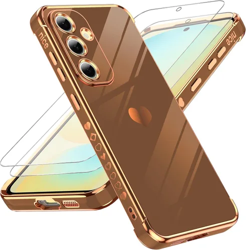 Vista 21 de LeYi Funda para Motorola-G 2025: Love Heart Plating Luxury, Negro