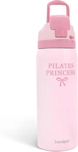 Vista 33 de Botella de agua aislada de acero inoxidable SANDJEST con pajita para deportes y viajes, la mejor tía de siempre, 946ml, regalos para mujeres, día