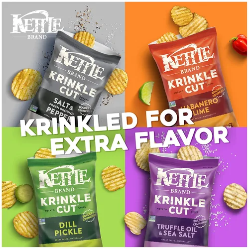 Vista 5 de Kettle Brand Papas fritas, corte Krinkle, aceite de trufa y sal marina, 5 onzas