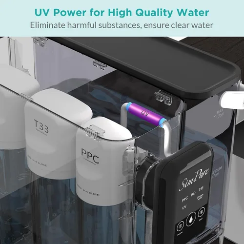 Vista 7 de SimPure Y9T Filtro de Agua de Ósmosis Inversa UV de Encimera, TDS Casi Cero 300 GPD, Purificación de 6 Etapas, Sistema de Filtración de Agua RO