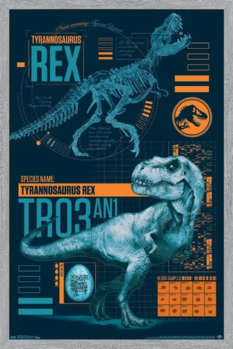 Vista 18 de Trends International Jurassic World: Fallen Kingdom - Póster de pared T-Rex, 14.725 x 22.375 pulgadas, versión enmarcada de madera de granero