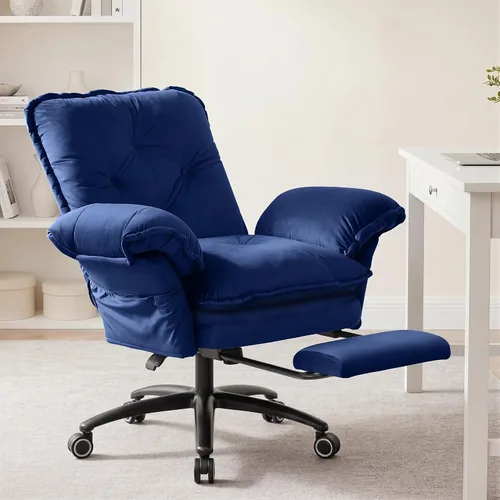 Vista 11 de FiveWillowise Silla cruzada con brazos abatibles, cómoda silla de oficina Azul (Velvet Blue)