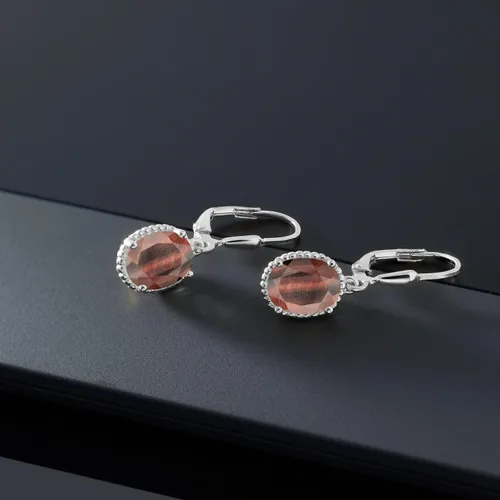 Vista 106 de Gem Stone King Aretes colgantes de gota para mujer, plata de ley 925, piedra natal ovalada de 0.354 x 0.276 in, joyería fina, regalos para ella