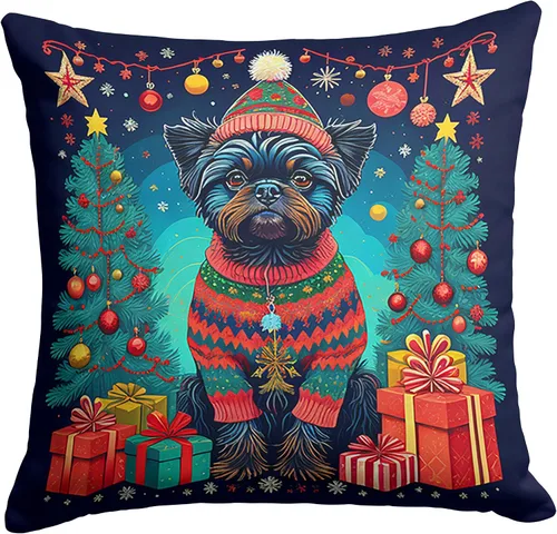 Vista 40 de Caroline's Treasures DAC1082PW1414 Affenpinscher - Almohada decorativa de tela navideña, lavable a máquina, para interiores y exteriores, para sofá