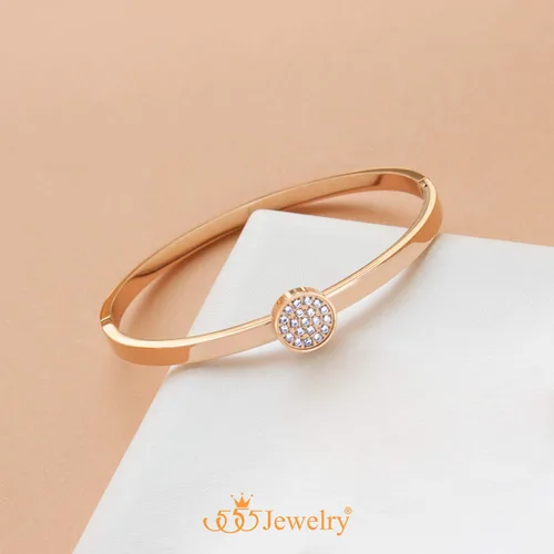 Vista 3 de 555Jewelry Brazalete con bisagras de acero inoxidable CZ para mujeres y damas