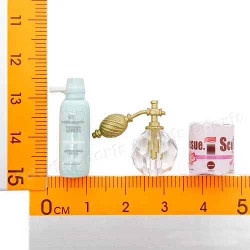 Vista 4 de Odoria Rollos de papel higiénico miniatura 1/12 y champú Perfume casa de muñecas Accesorios de baño