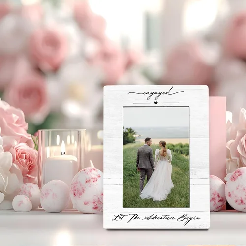 Vista 3 de Marco de fotos de compromiso para parejas recién casadas de 4 x 6, regalos de compromiso para parejas, regalo de recién casados, regalos de boda