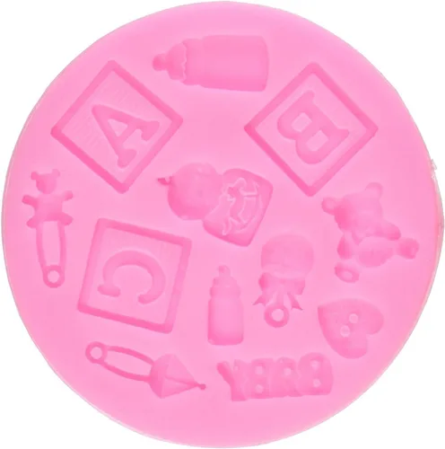 Vista 2 de Moldes de silicona para baby shower, herramientas de decoración de pasteles, pequeño, rosa