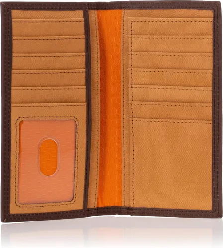 Vista 4 de Timberland PRO Billetera larga de cuero para hombre con RFID, marrón oscuro, talla única, Marrón oscuro